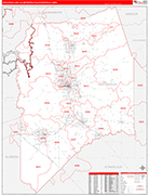 Stockton-Lodi Metro Area Wall Map Red Line Style